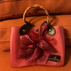 Small Fuchsia and black Bamboo 54 purse.